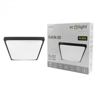 Kép 6/6 - EcoLight ø295 mm négyzet alakú fekete színű mennyezeti lámpa 2xE27-es foglalattal