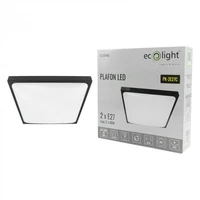 Kép 6/6 - EcoLight ø295 mm négyzet alakú fekete színű mennyezeti lámpa 2xE27-es foglalattal