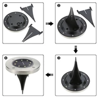 Kép 6/10 - MasterLED Földbe szúrható 0 4 W-os kerek napelemes lámpa 4 SMD