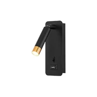 Kép 2/5 - MasterLED Piero G9-es foglalatú + LED-es fekete-arany fali lámpa USB csatlakozóval egy kapcsolóval
