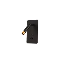 Kép 2/2 - MasterLED Piero G9-es foglalatú + LED-es fekete-arany fali lámpa USB csatlakozóval