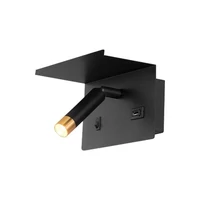 Kép 1/3 - MasterLED Piero G9-es foglalatú + LED-es fekete-arany fali polc lámpa USB csatlakozóval