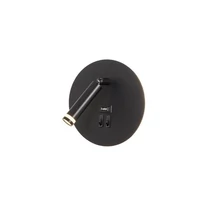 Kép 2/2 - MasterLED Piero G9-es foglalatú + LED-es fekete fali lámpa USB csatlakozóval