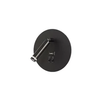 Kép 1/2 - MasterLED Piero G9-es foglalatú + LED-es fekete fali lámpa USB csatlakozóval