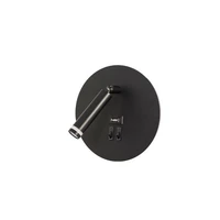 Kép 1/2 - MasterLED Piero G9-es foglalatú + LED-es fekete fali lámpa USB csatlakozóval