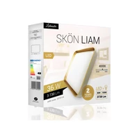 Kép 2/3 - Skön Liam 36 W-os ø500 mm négyzet alakú natúr fehér fehér-arany színű mennyezeti lámpa IP20-as védettségű