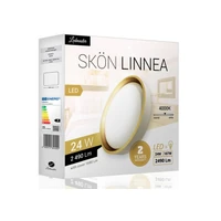 Kép 2/3 - Skön Linnea 24 W-os ø400 mm kerek natúr fehér fehér-arany színű mennyezeti lámpa IP20-as védettségű