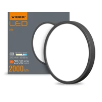 Kép 1/3 - Videx 24 W-os ø264 mm fekete színű kerek natúr fehér mennyezeti lámpa
