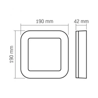 Kép 5/5 - Videx Art 15 W-os 190x190 mm négyzet alakú natúr fehér fekete mennyezeti lámpa IP65-ös védettségű