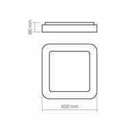 Kép 6/6 - Videx Led Edge 72 W-os ø450mm fehér négyzet alakú LED távirányítós mennyezeti lámpa