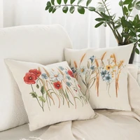 Kép 2/2 - kek-viragos-gobelin-parnahuzat-natur-45-x-45-cm-hs454404 1