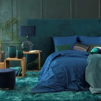 Kép 2/5 - dina-egyszinu-pamut-szaten-agynemuhuzat-sotetkek-220-x-200-cm-70-x-80-cm-2db-hs383496 1