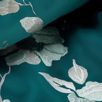 Kép 2/6 - haft6-himzett-pamut-szaten-agynemuhuzat-petrolkek-menta-220-x-200-cm-70-x-80-x-2-cm-hs391404 4
