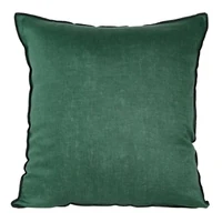 Kép 1/3 - egyszinu-parnahuzat-vaszon-szovetbol-fekete-szegellyel-zold-45-x-45-cm