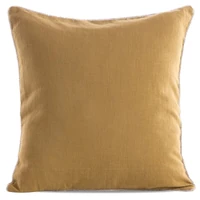 Kép 1/5 - len-egyszinu-parnahuzat-dekorativ-koves-szegellyel-mezsarga-43-x-43-cm-hs415477