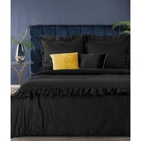 Kép 2/6 - reina23-fodrokkal-diszitett-pamut-szaten-agynemuhuzat-fekete-160-x-200-cm-70-x-80-cm-2db-hangulatkep