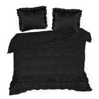 Kép 3/6 - reina23-fodrokkal-diszitett-pamut-szaten-agynemuhuzat-fekete-160-x-200-cm-70-x-80-cm-2db-teljes