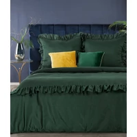 Kép 2/6 - reina23-fodrokkal-diszitett-pamut-szaten-agynemuhuzat-palackzold-220-x-200-cm-70-x-80-cm-2db-hangulatkep