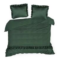 Kép 3/6 - reina23-fodrokkal-diszitett-pamut-szaten-agynemuhuzat-palackzold-220-x-200-cm-70-x-80-cm-2db-teljes
