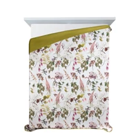 Kép 3/5 - rosa-virag-es-level-mintas-agytakaro-feher-zold-200-x-220-cm-felulnezet