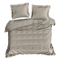 Kép 3/6 - reina23-fodrokkal-diszitett-pamut-szaten-agynemuhuzat-vilagosbarna-220-x-200-cm-70-x-80-cm-2db-hs440043 2