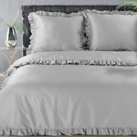 Kép 1/5 - reina23-fodrokkal-diszitett-pamut-szaten-agynemuhuzat-vilagosszurke-220-x-200-cm-70-x-80-cm-2db-hs440049