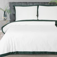Kép 1/7 - Reina25 pamut-szatén ágyneműhuzat kontrasztos szegéllyel Fehér/zöld 160x200 cm - 70x80 cm 2db