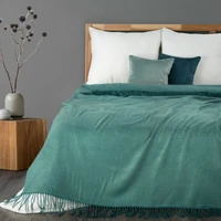 Kép 1/6 - Apró mintás akril takaró rojtokkal Menta 130x170 cm
