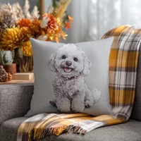 Kép 2/2 - Bichon bolognese kutyás párnahuzat 45x45 cm 1
