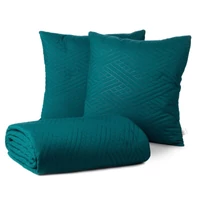 Kép 2/8 - Boni4 mikroszálas ágytakaró Sötét türkiz 200x220 cm +2db 40x40