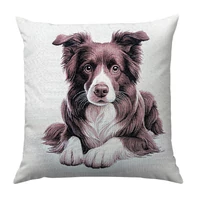 Kép 1/4 - Border collie barna kutyás párnahuzat 45x45 cm