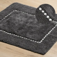 Kép 1/4 - Chic pamut fürdőszobaszőnyeg kristályokkal Acélszürke 60x90 cm