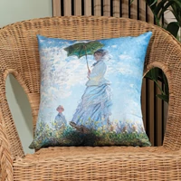 Kép 2/2 - Claude Monet Nő napernyővel bársony díszpárna 40x40 cm 1