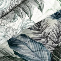 Kép 5/5 - Davos2 bársony ágytakaró egzotikus levélmintával Zöld 200x220 cm 4