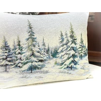 Kép 2/4 - Havas fenyőerdő díszpárna 50x70 cm ezüst lurex 1