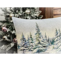 Kép 3/4 - Havas fenyőerdő díszpárna 50x70 cm ezüst lurex 2