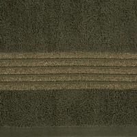Kép 3/4 - Lilla pamut törölköző keskeny fényes csíkokkal Olívazöld 70x140 cm 3db 2