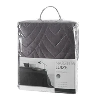 Kép 3/8 - Luiz6 bársony ágytakaró fényes márvány hatású mintával Grafit 220x240 cm 1