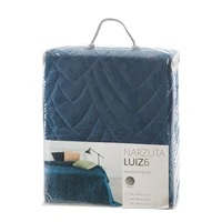 Kép 2/8 - Luiz6 bársony ágytakaró fényes márvány hatású mintával Gránátkék 220x240 cm 1