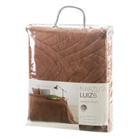 Kép 8/8 - Luiz6 bársony ágytakaró fényes márvány hatású mintával Téglavörös 200x220 cm