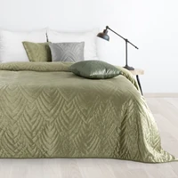 Kép 1/8 - Luiz6 bársony ágytakaró fényes márvány hatású mintával Világoszöld 200x220 cm
