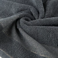 Kép 3/3 - Nessy pamut törölköző vastag fényes csíkkal Acélszürke 70x140 cm 3db 2