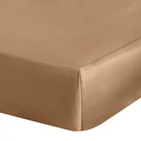 Kép 3/5 - Nova3 pamut-szatén gumis lepedő Sötét bézs 220x200 cm + 30 cm 2