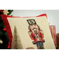 Kép 3/4 - Nutcracker diótörős fekete kalapos párnahuzat arany lurex 45x45 cm 2