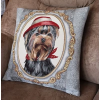 Kép 3/4 - Yorkie kalapban párnahuzat 45x45 cm 2