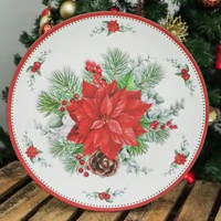 Kép 1/3 - Dekor tányér mikulásvirágos fehér 33 cm