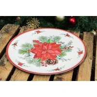 Kép 2/3 - Dekor tányér mikulásvirágos fehér 33 cm 1