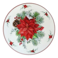 Kép 3/3 - Dekor tányér mikulásvirágos fehér 33 cm 2