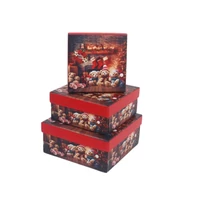 Kép 4/4 - Mackós ünnepi doboz szett 3 db-os négyzet alakú 15x15x7 cm 3