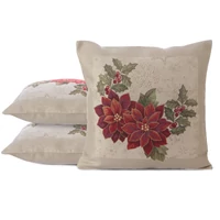 Kép 2/2 - gobelin-karacsonyi-parnahuzat-fenyes-fonallal-natur-piros-45-x-45-cm-hatter-nelkul